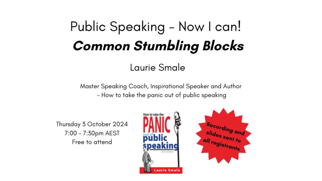 Public Speaking Now I Can Common Stumbling Blocks Laurie Smale