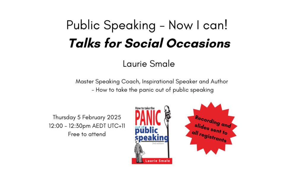 Public Speaking Now I Can - Talks for Social Occasions By Laurie Smale